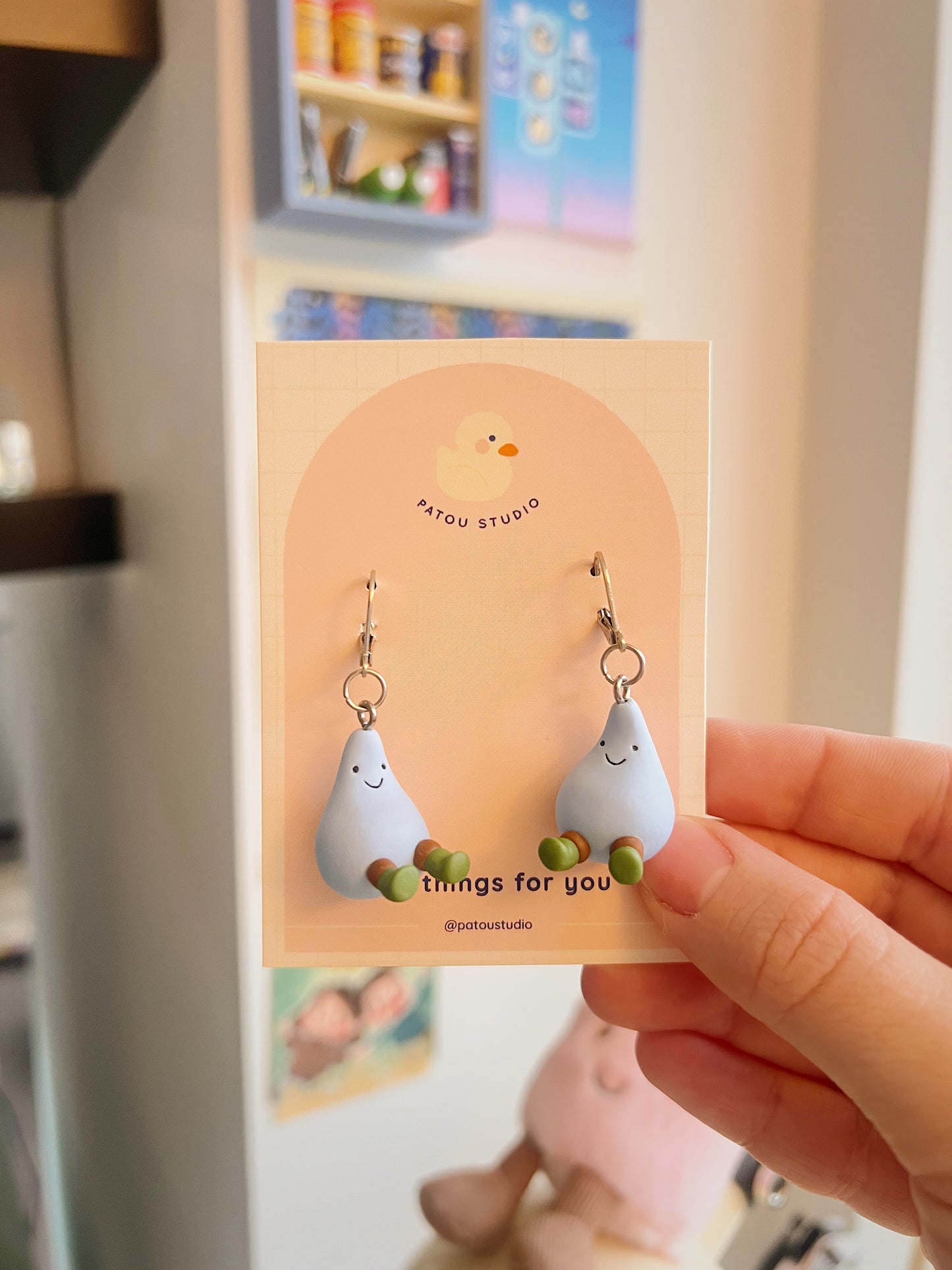 blue raindrop boots dangle earrings