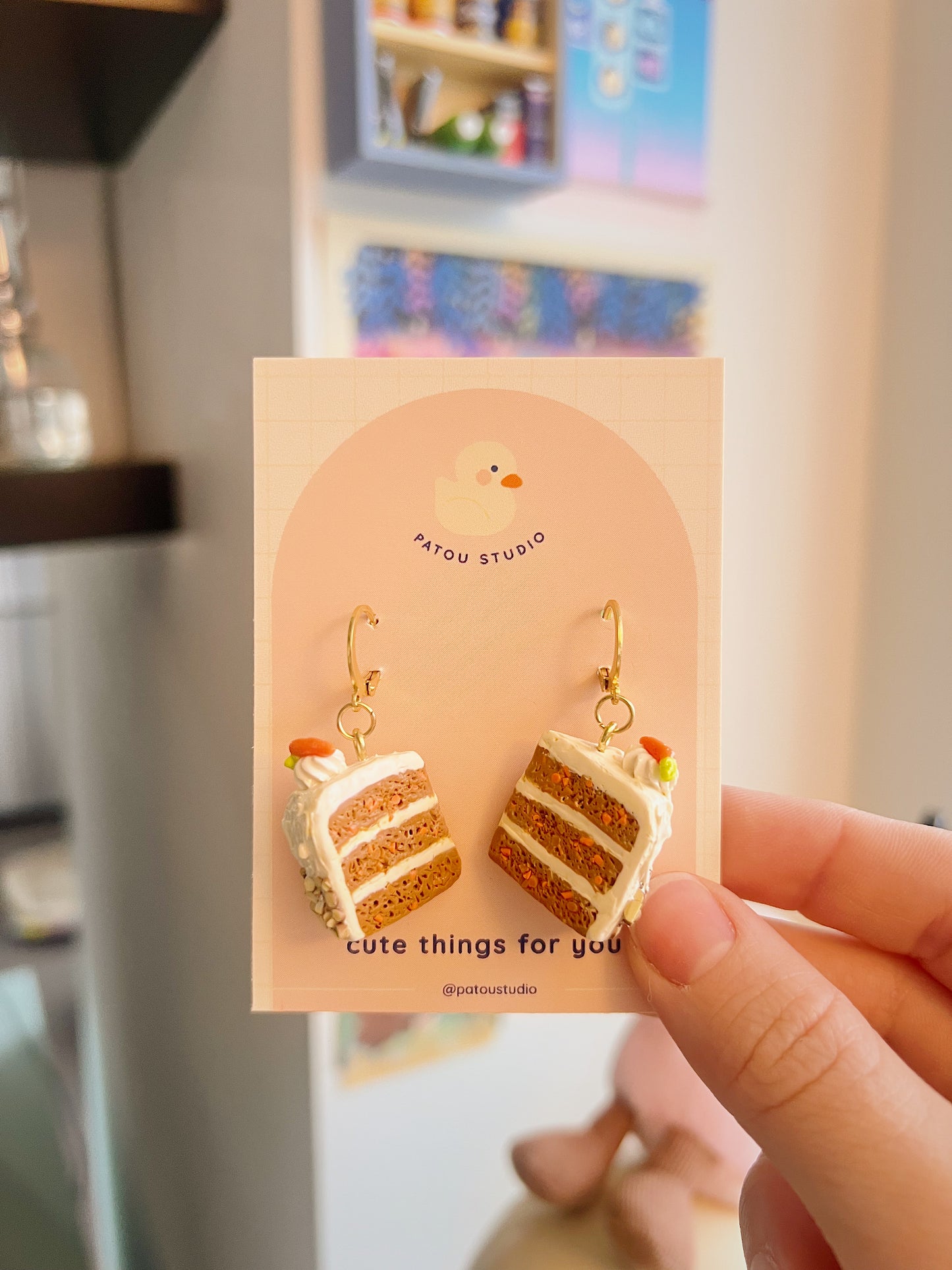carrot cake dangle earrings