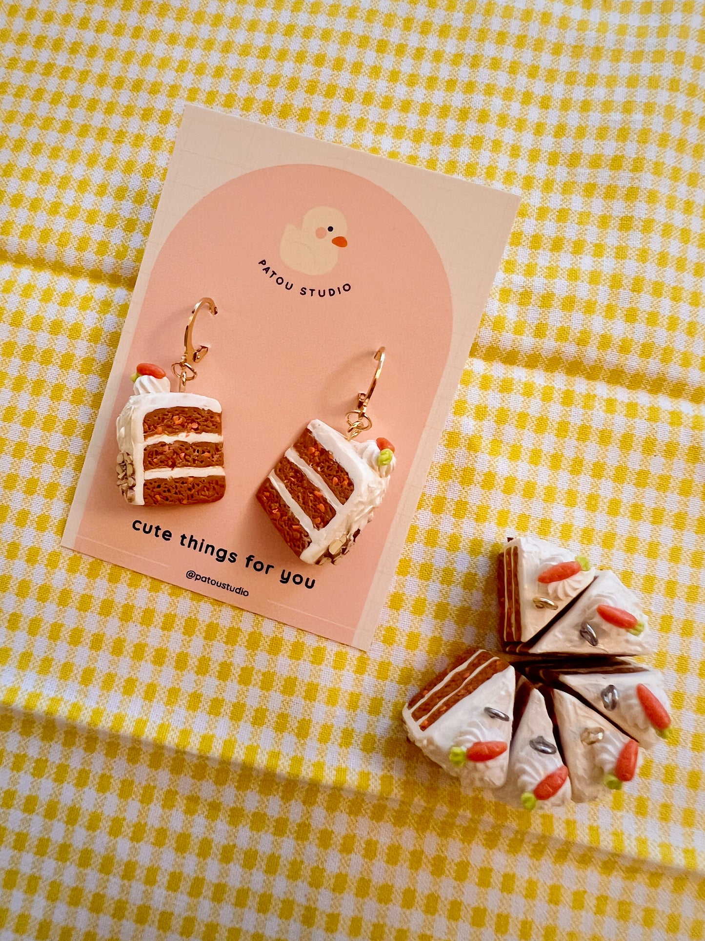 carrot cake dangle earrings