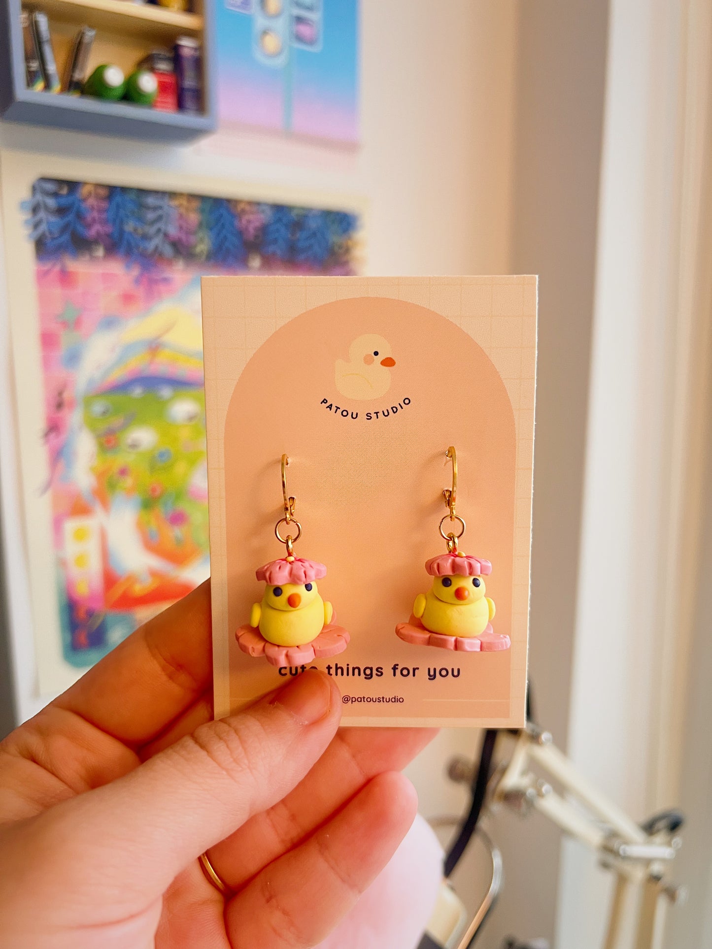 baby patou cherry blossom dangle earrings