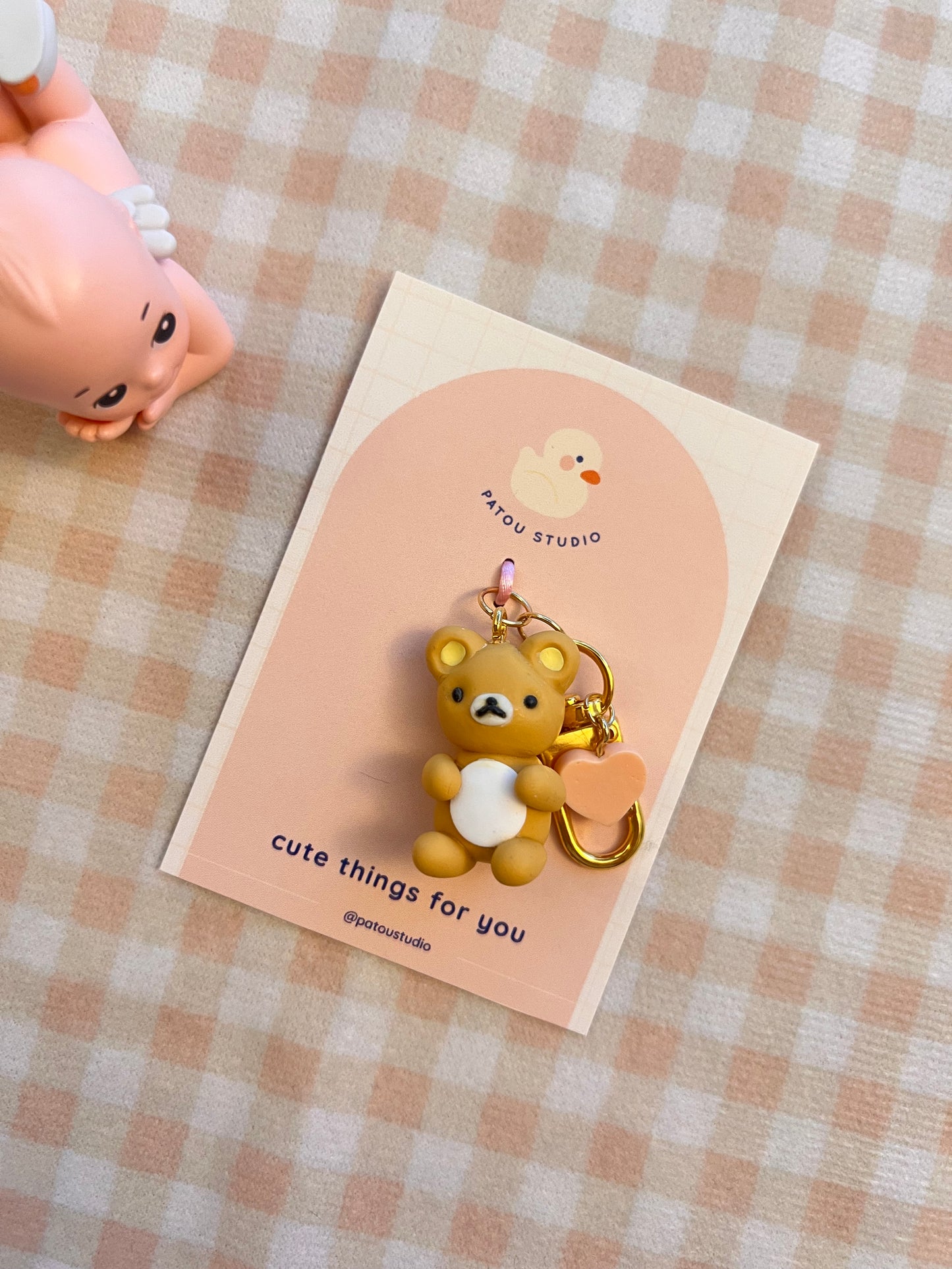 cute bear heart ~ keychain charm ~ rilakkuma inspired