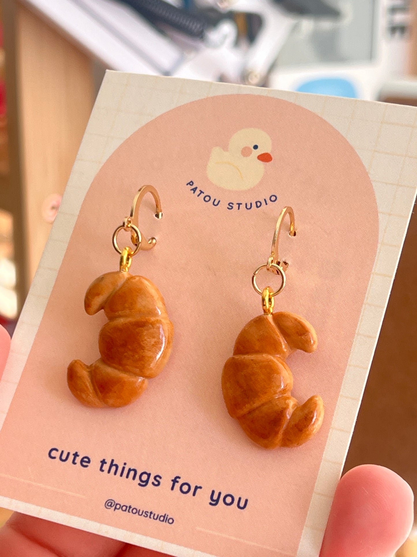 croissant dangle earrings