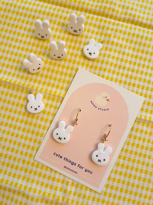 miffy white bunny earrings ~ dangle or studs