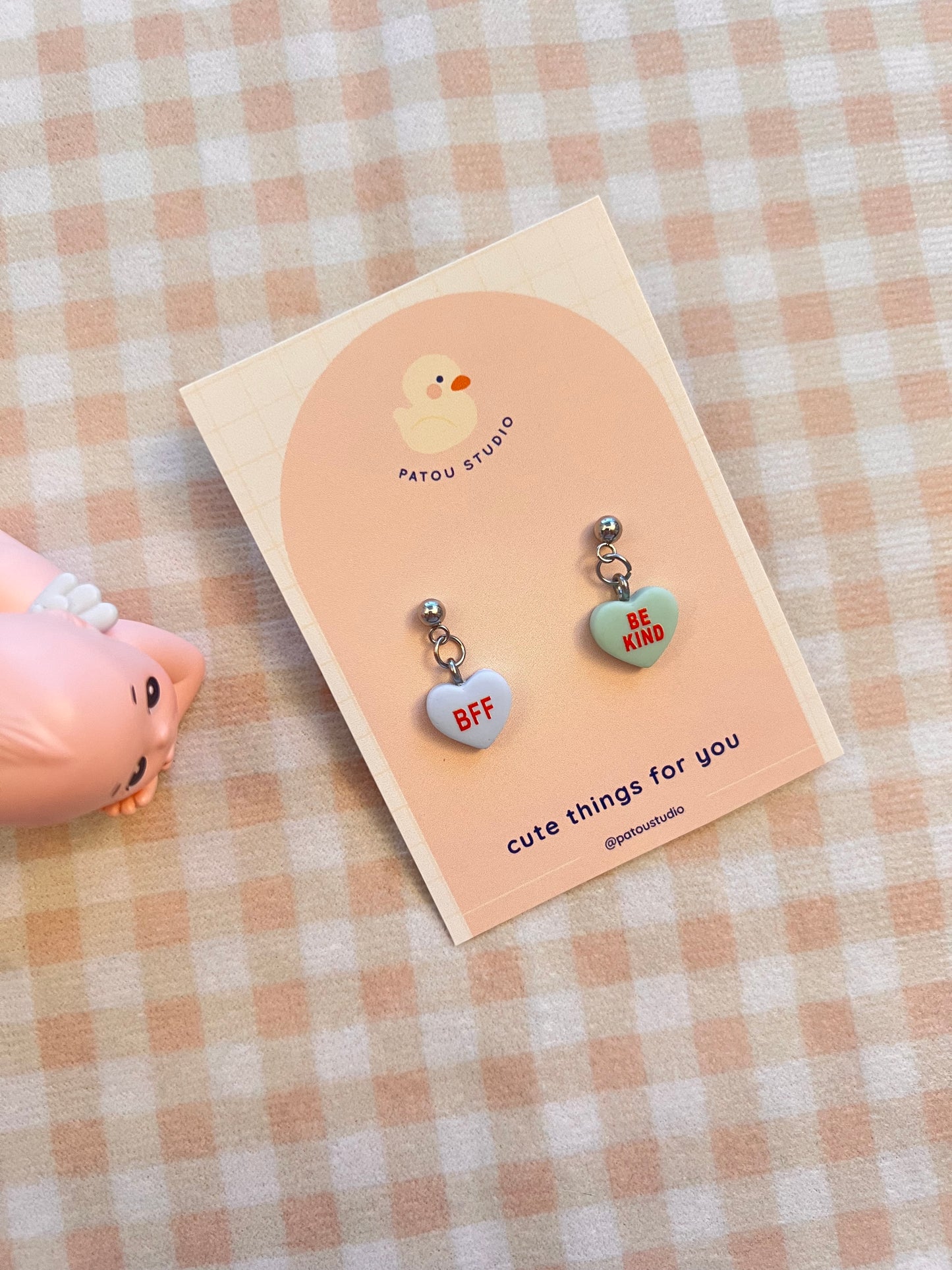 conversation hearts *random quotes and colors* ~ dangle earrings