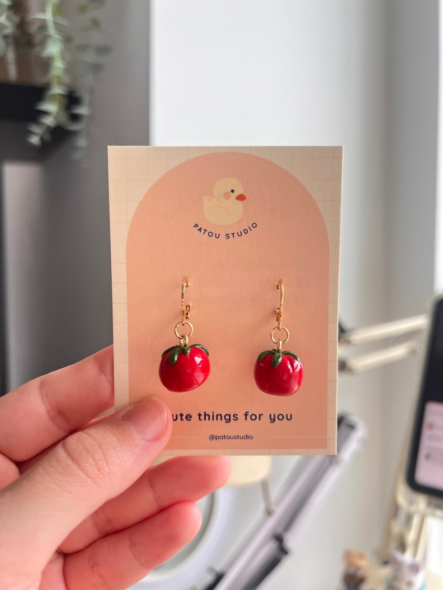 tiny tomatoes dangle earrings