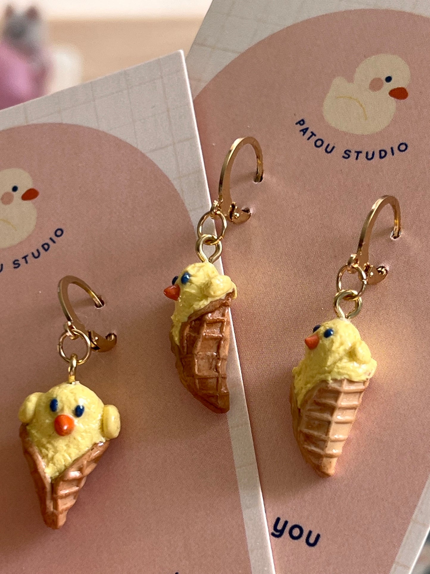 tiny patou ice cream dangle earrings