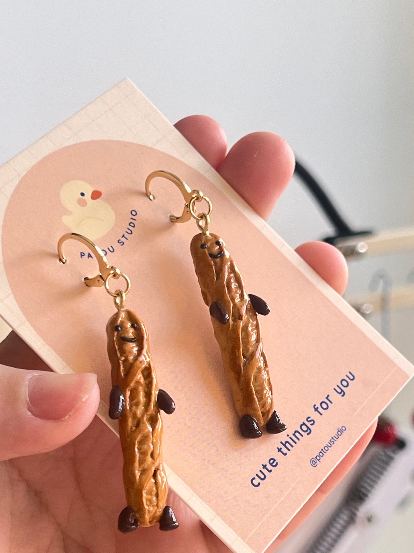 baguette jellycat inspired dangle earrings