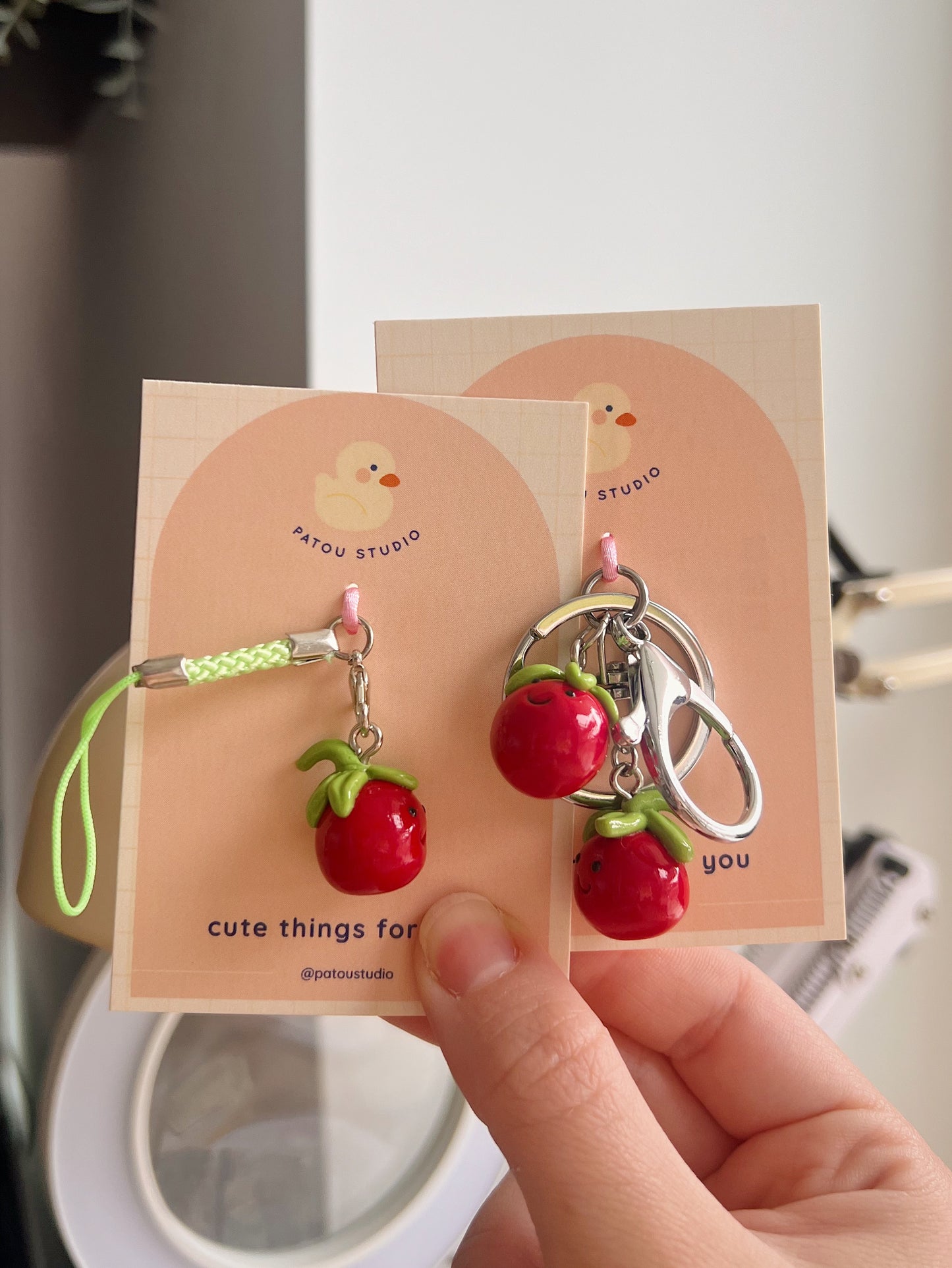 jellycat inspired tomatoes keychain