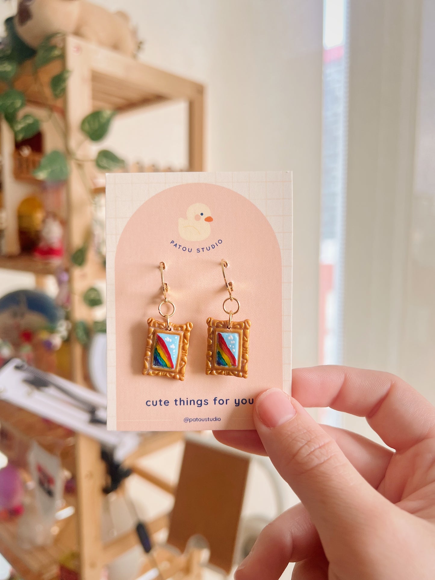 tiny paintings rainbow pride dangle earrings