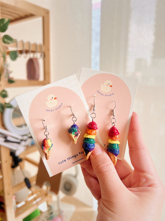 ice cream rainbow pride dangle earrings