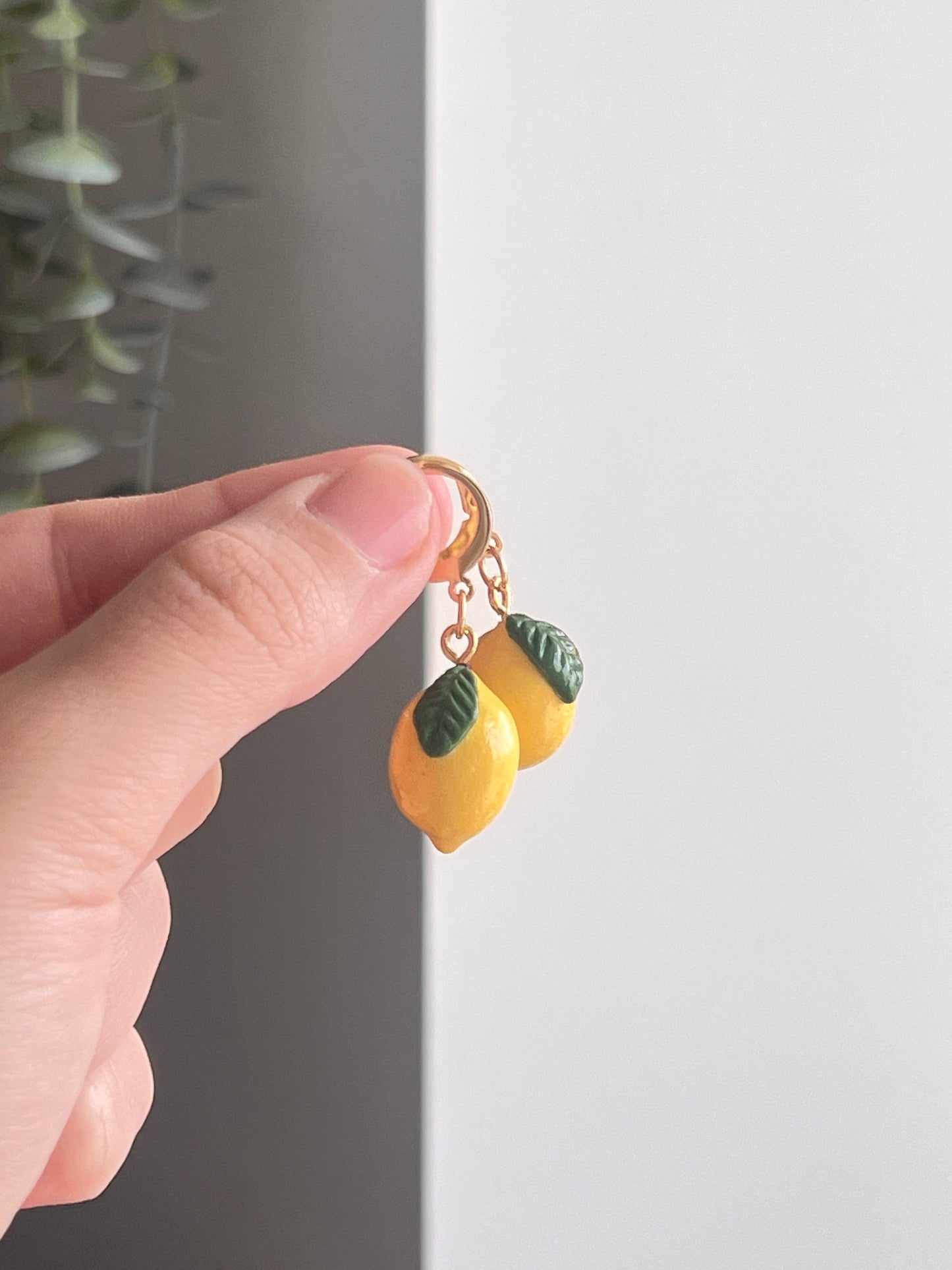 tiny lemon dangle earrings