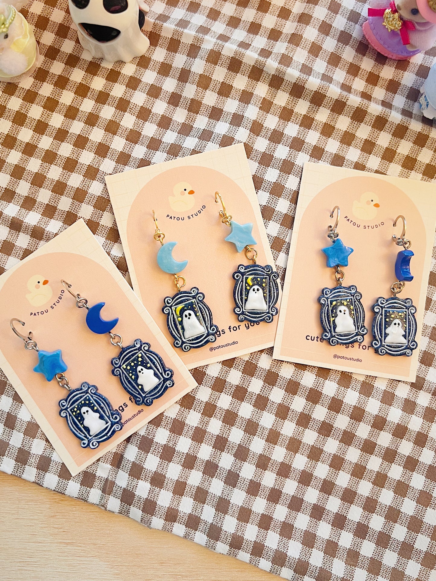 ghost frame halloween handmade dangle earrings