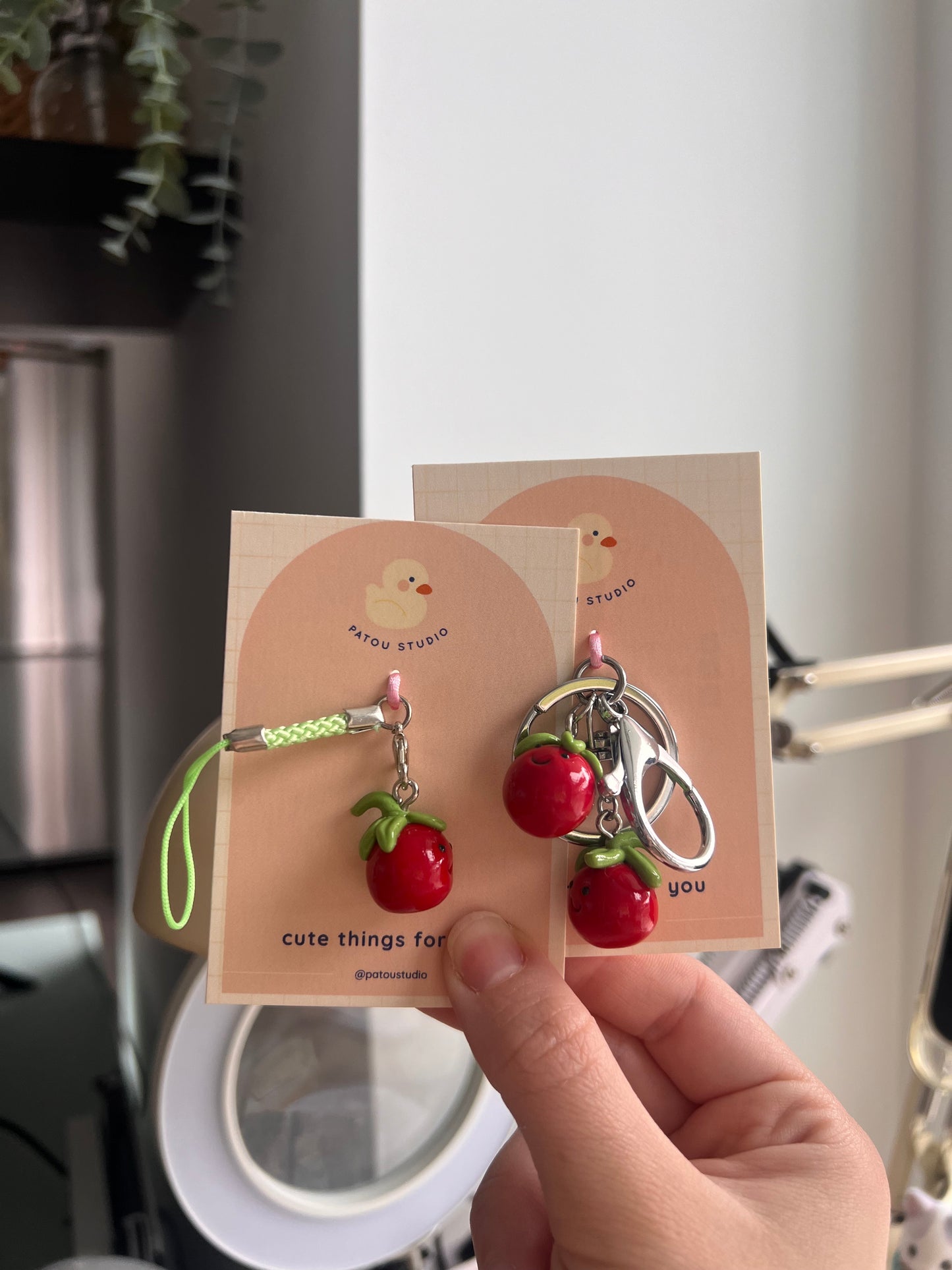 jellycat tomato phone charm