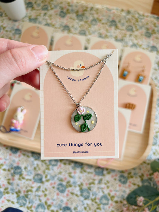 flower stainless steel necklace