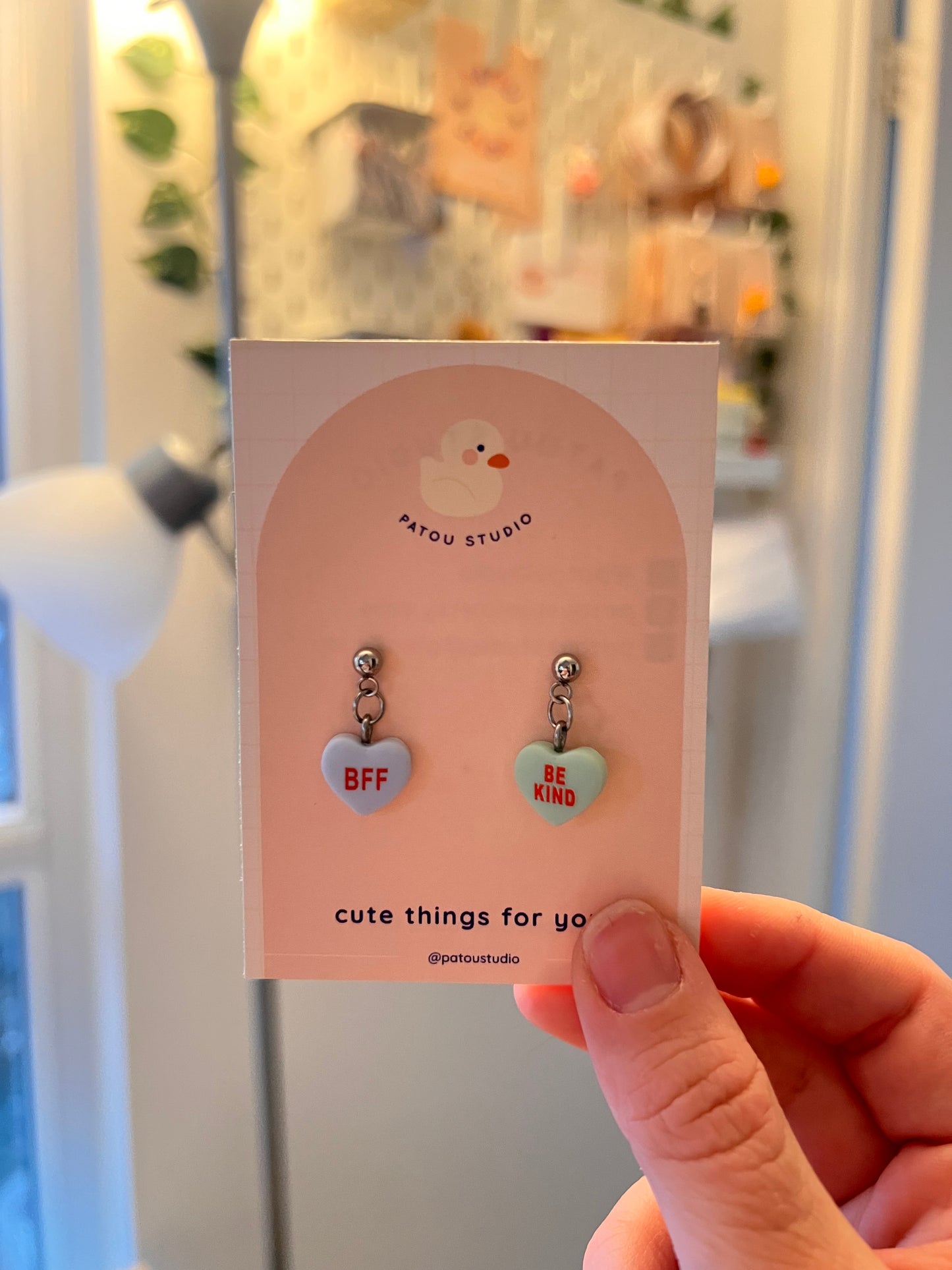 conversation hearts *random quotes and colors* ~ dangle earrings