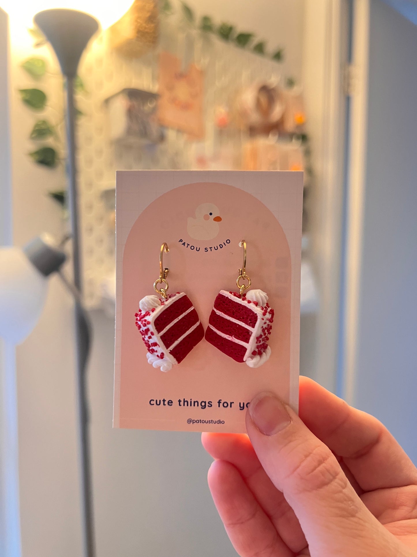red velvet cake miniature ~ dangle earrings