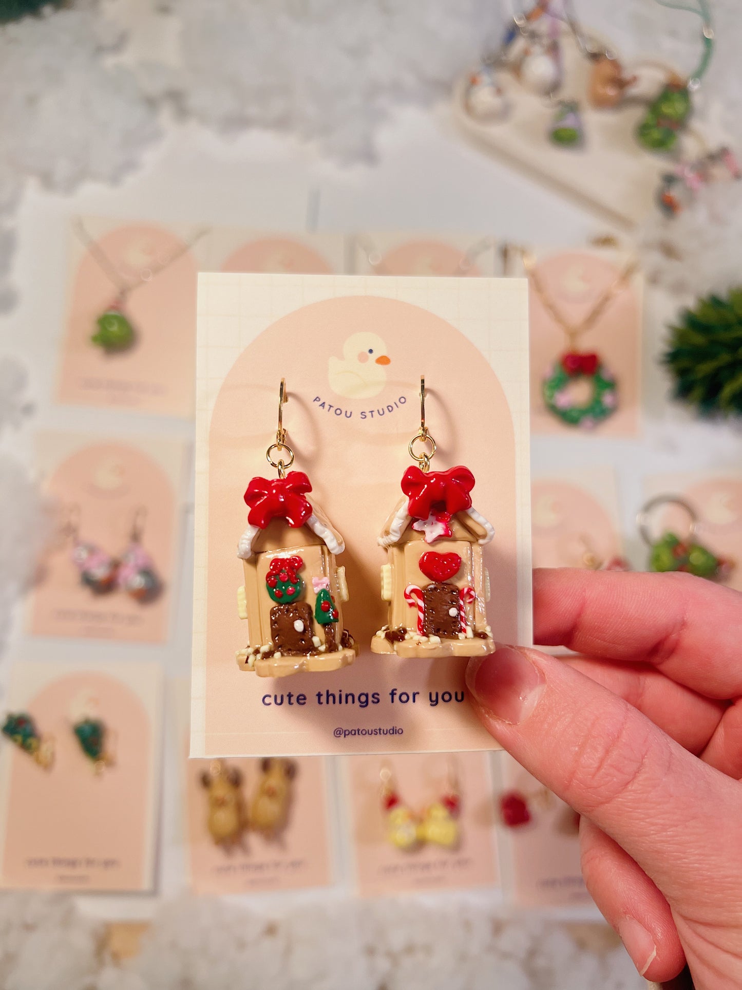 gingerbread miniature dangle earrings | fake food, holidays, cookie, christmas tree