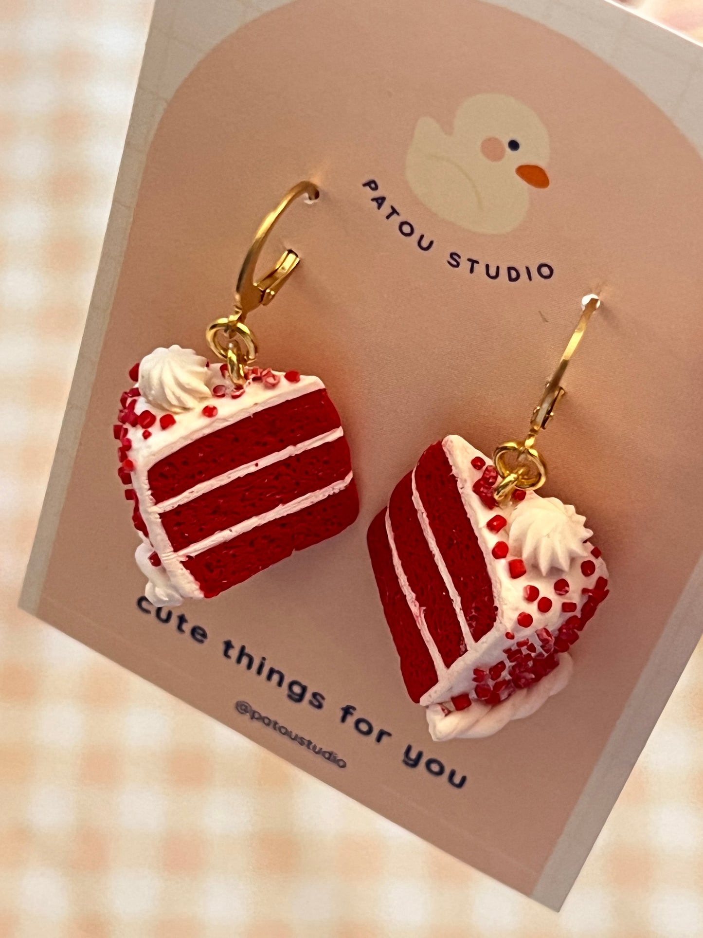 red velvet cake miniature ~ dangle earrings