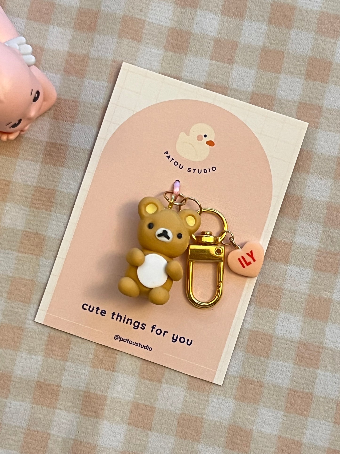 cute bear heart ~ keychain charm ~ rilakkuma inspired