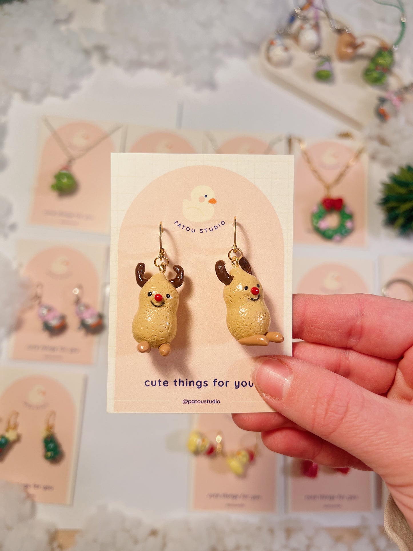 gingerbread miniature dangle earrings | fake food, holidays, cookie, christmas tree