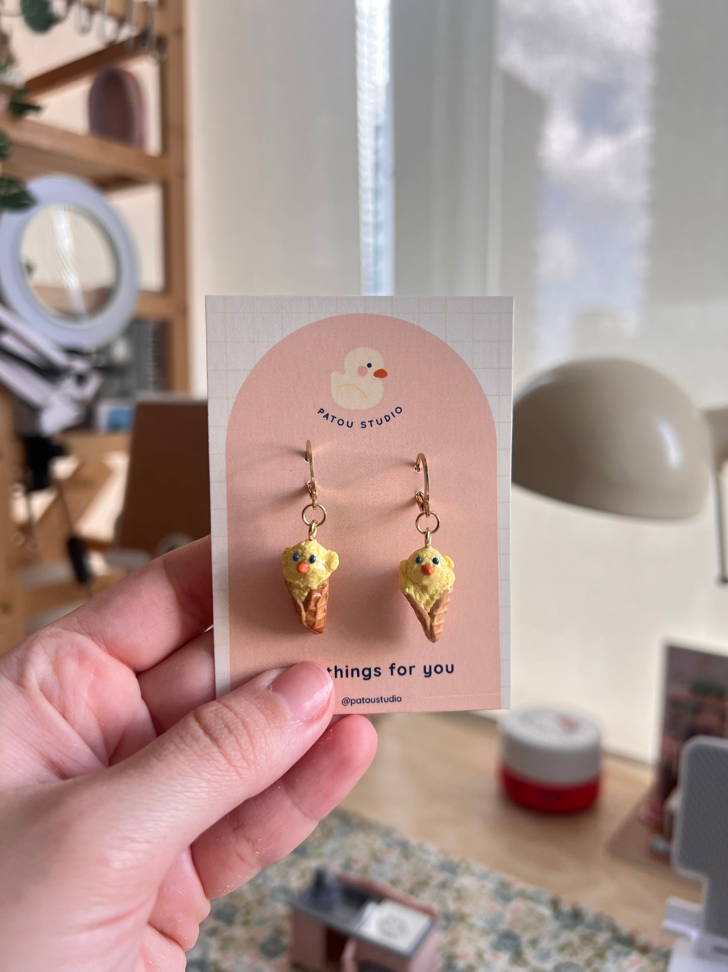 tiny patou ice cream dangle earrings