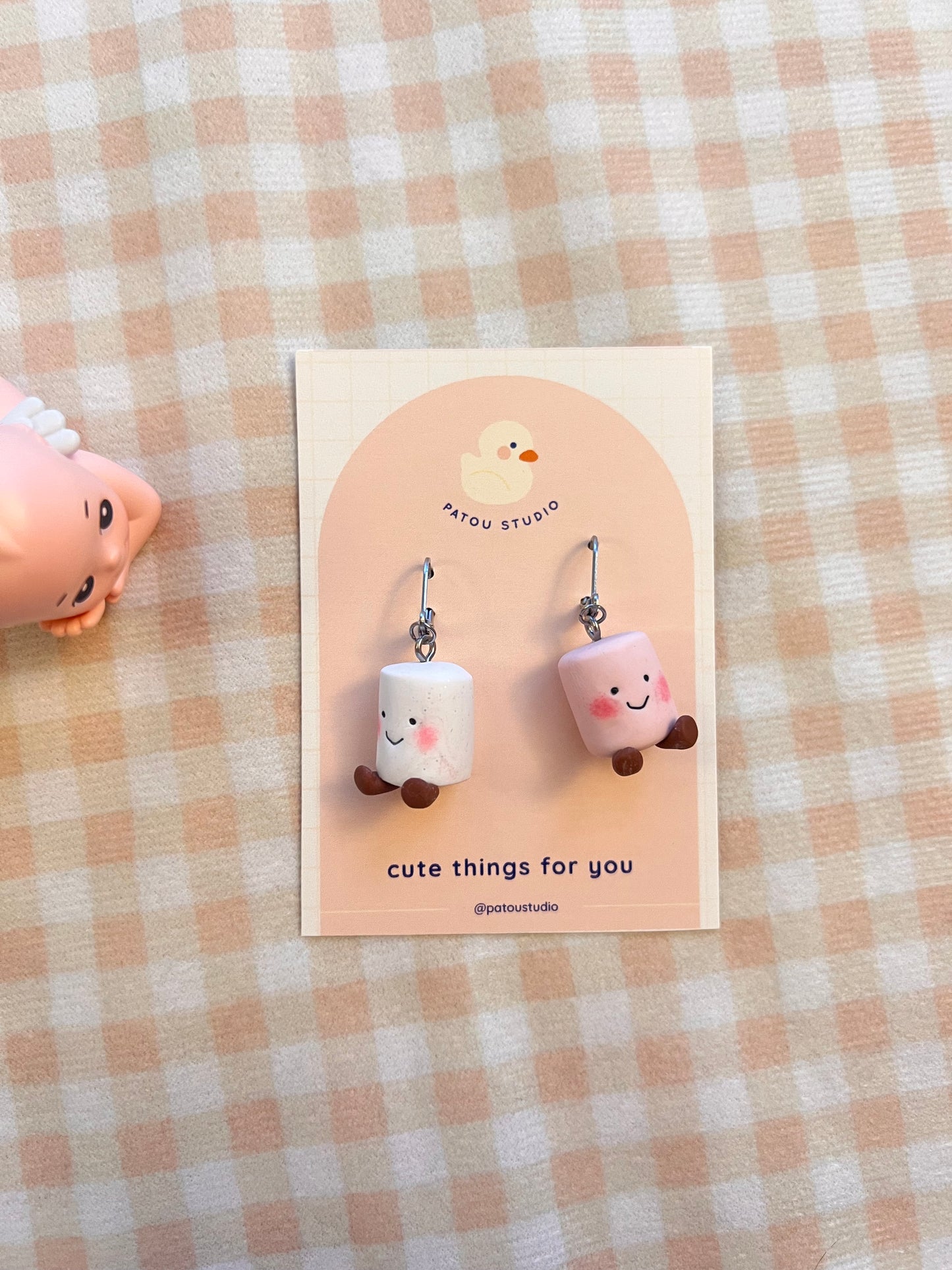 marshmallow jelly inspired miniature ~ dangle earrings