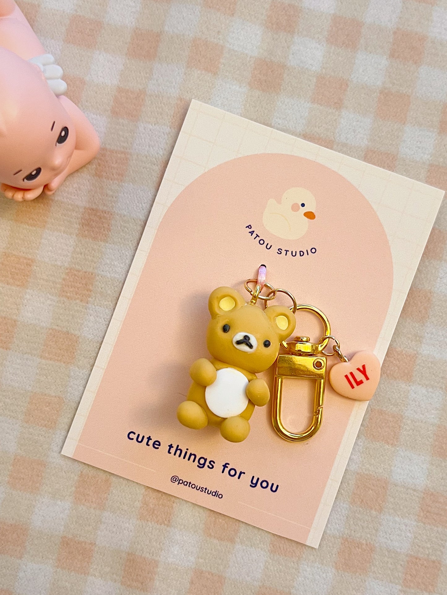 cute bear heart ~ keychain charm ~ rilakkuma inspired