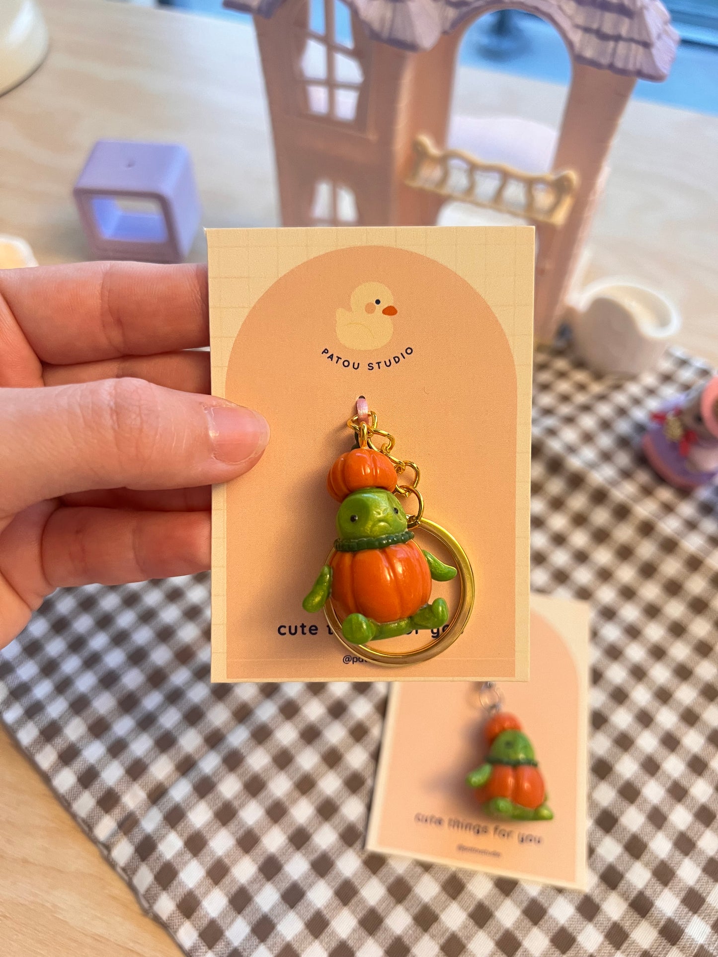 sapeaux & ricky pumpkin halloween costume keychain charm