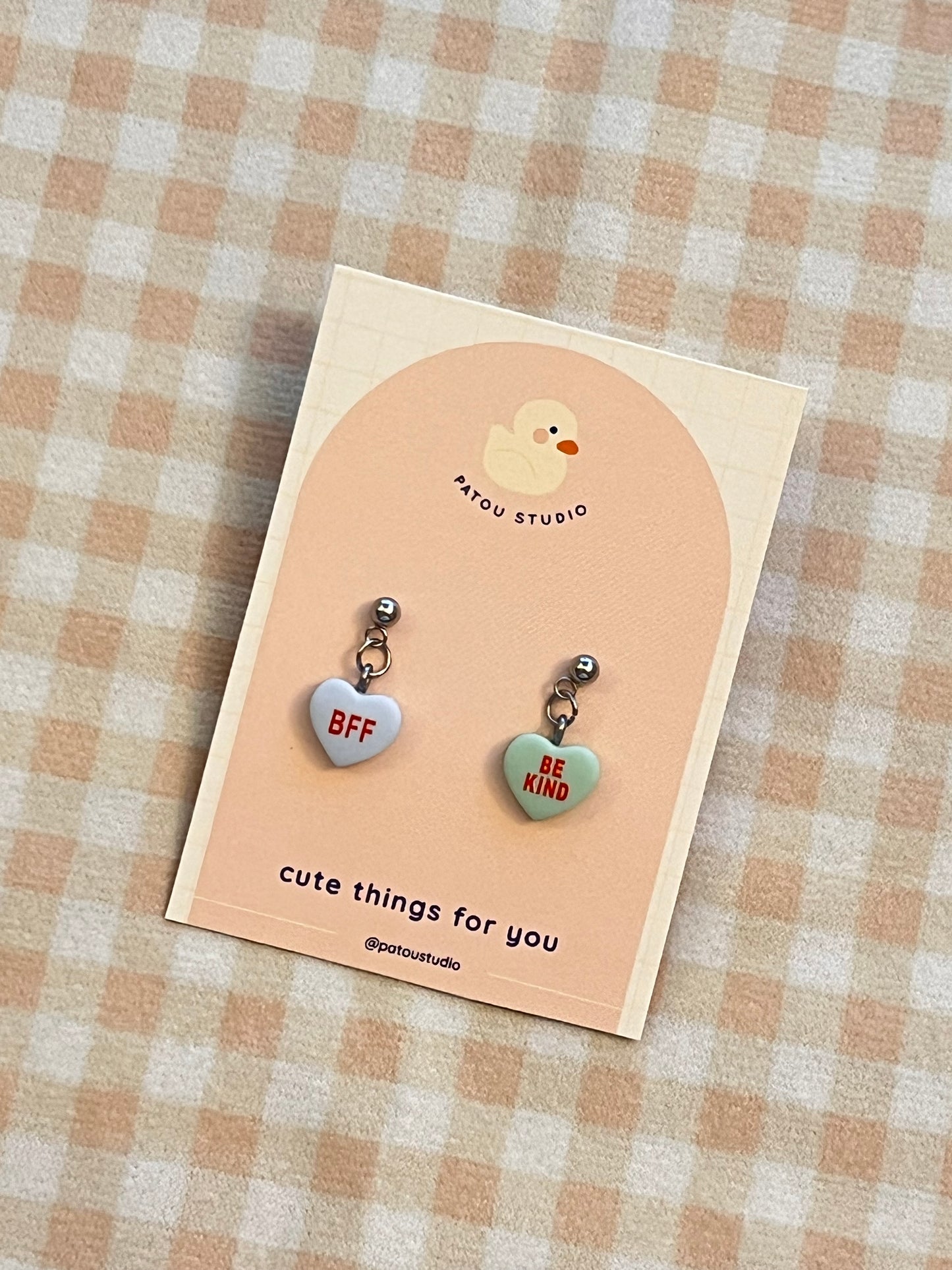 conversation hearts *random quotes and colors* ~ dangle earrings