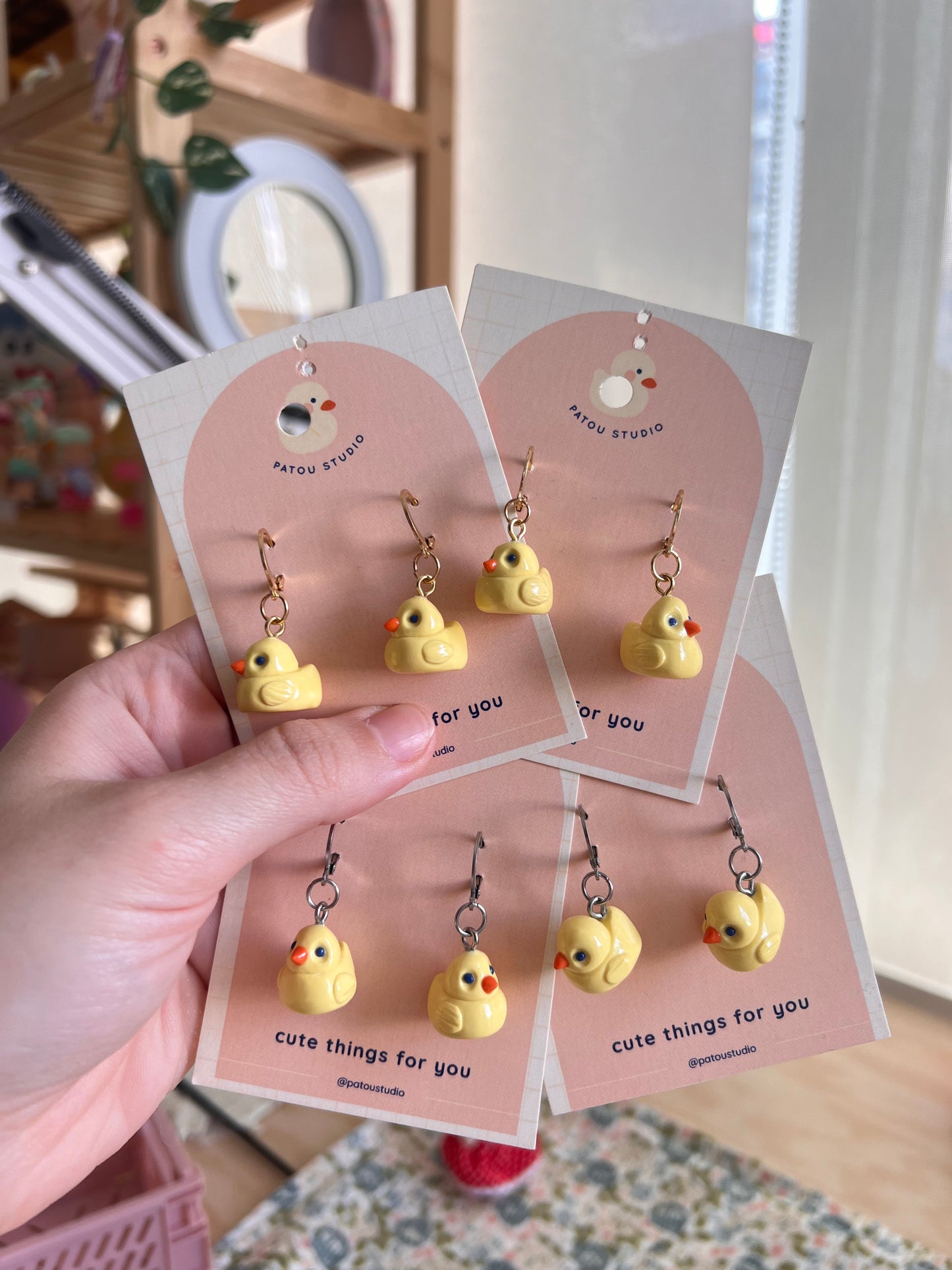 miniature baby patou dangle earrings