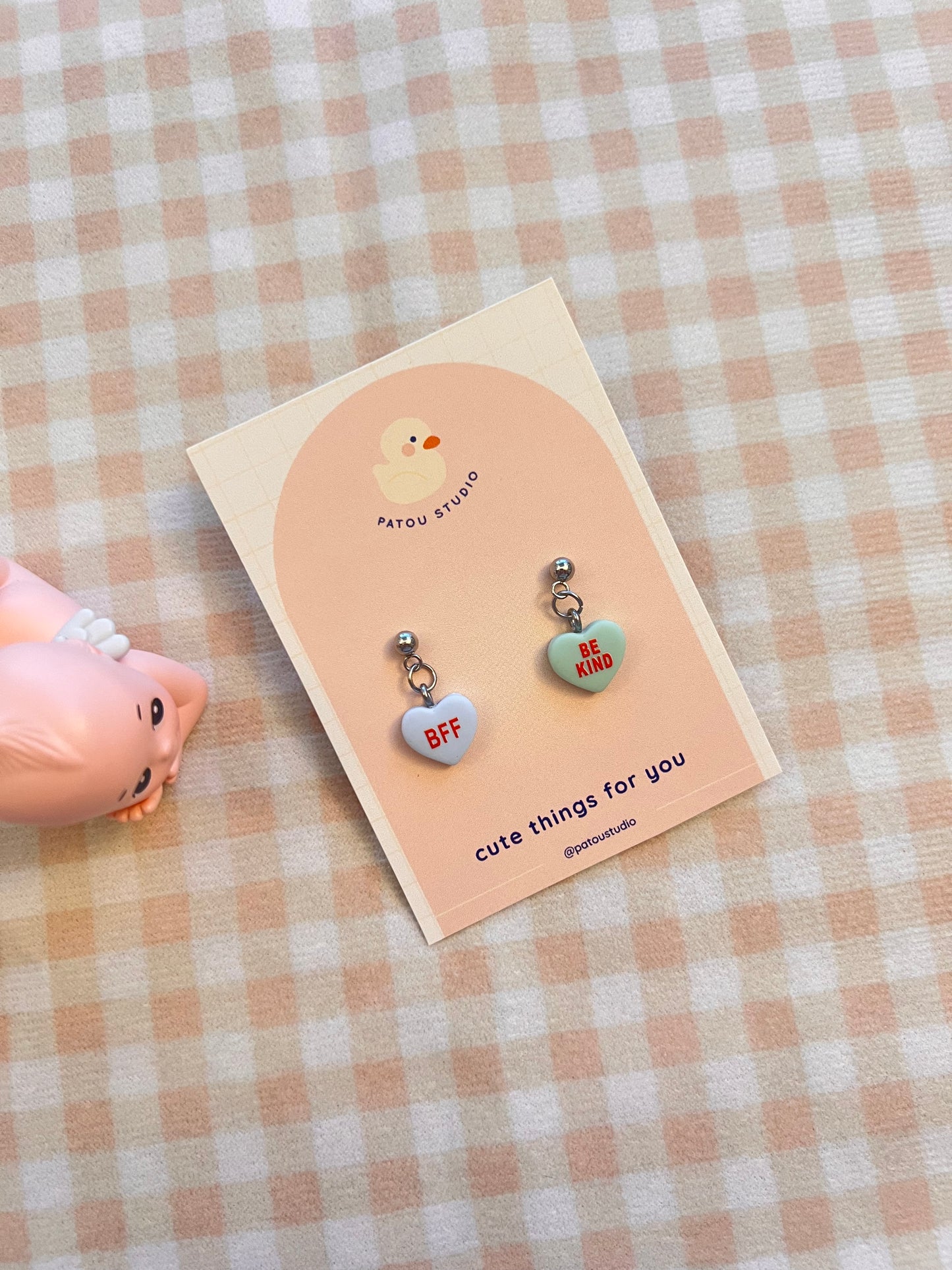 conversation hearts *random quotes and colors* ~ dangle earrings