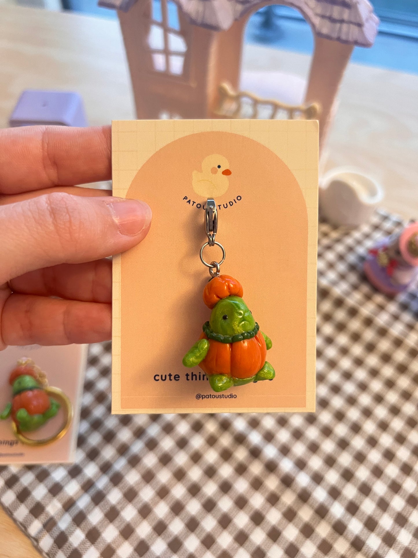 sapeaux & ricky pumpkin halloween costume keychain charm