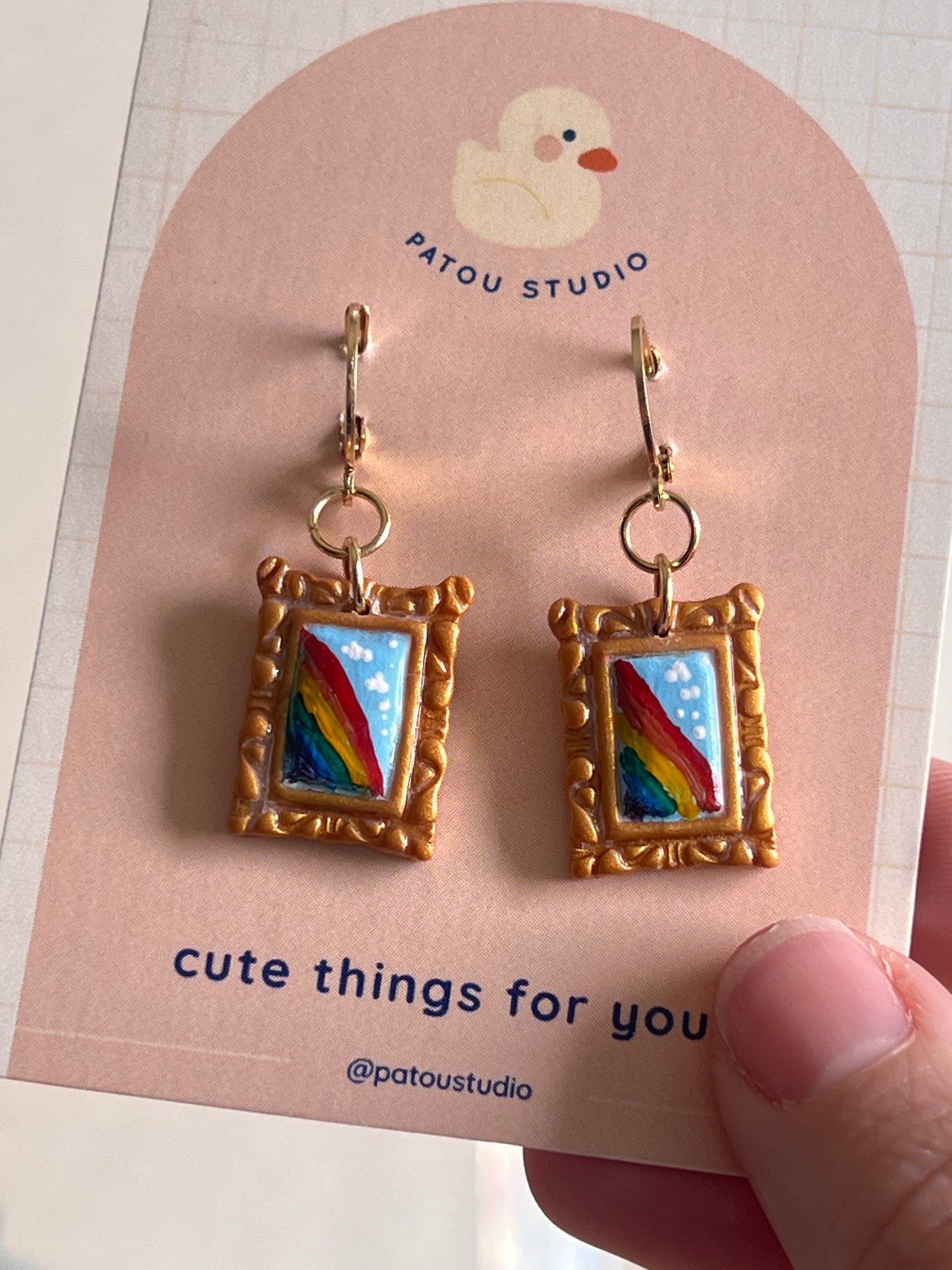 tiny paintings rainbow pride dangle earrings