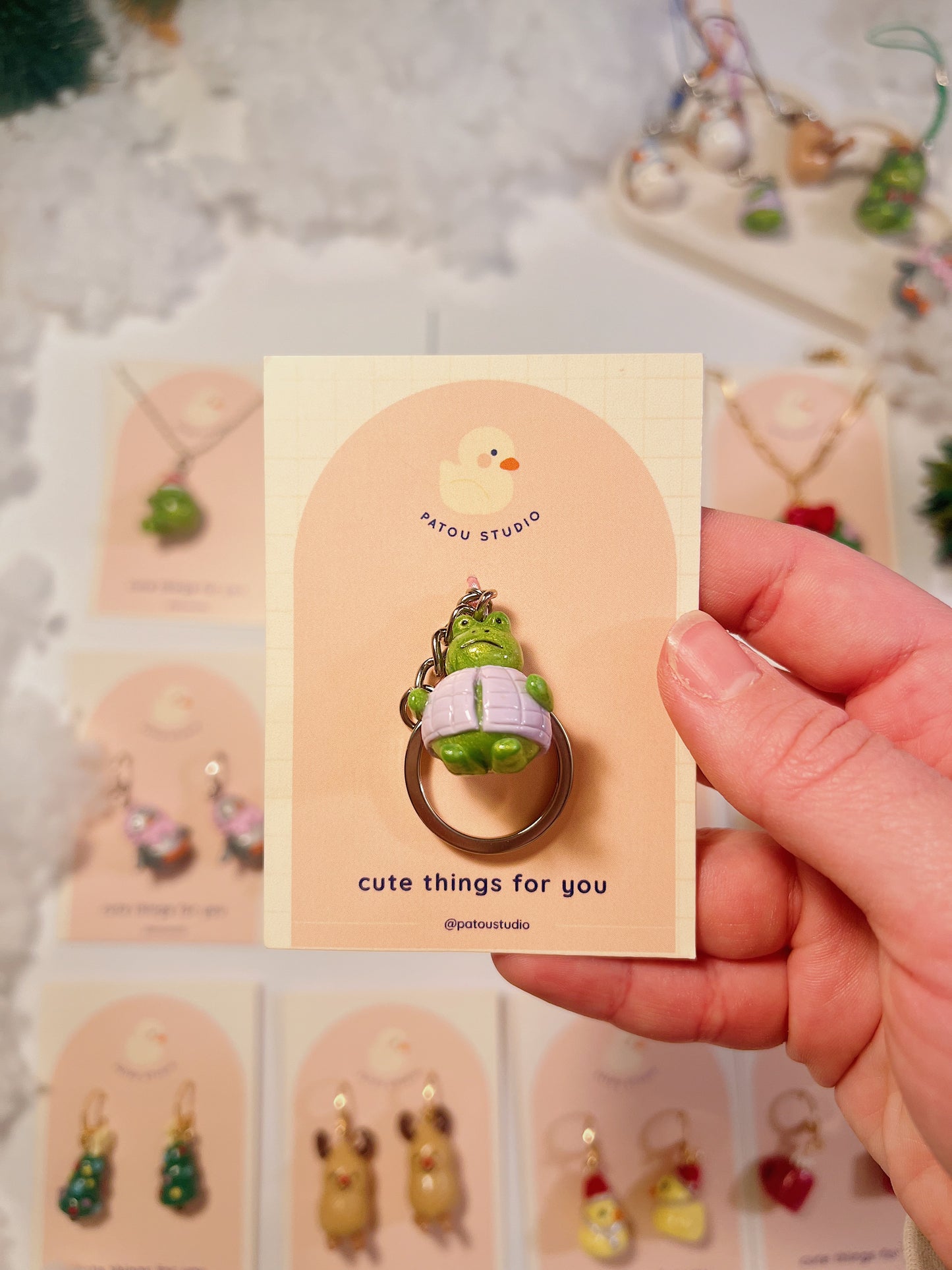 christmas miniature keychain | frog tree or frog coat