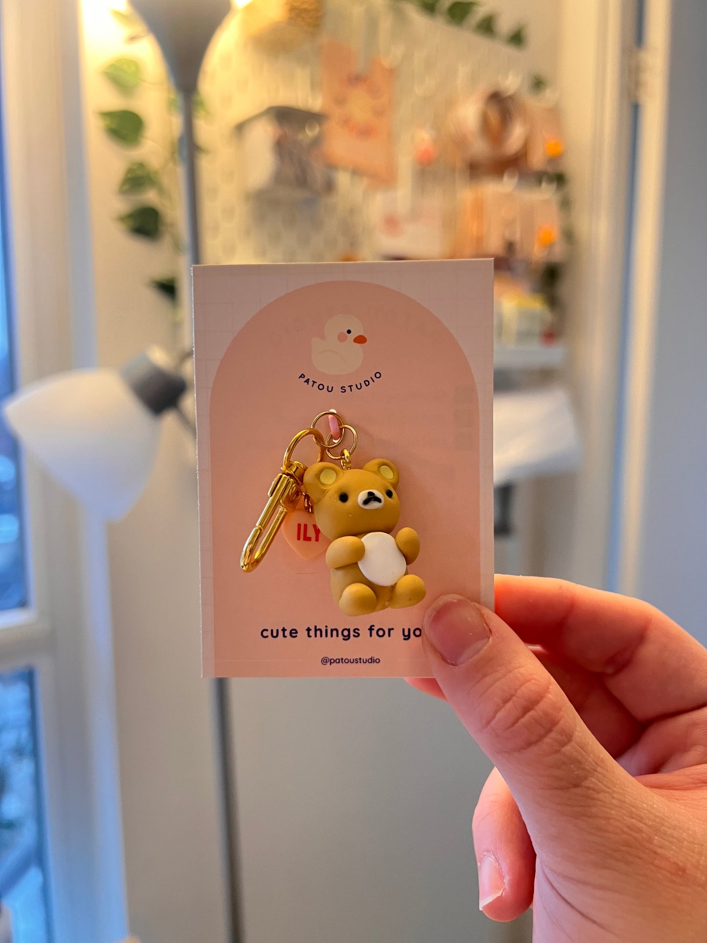 cute bear heart ~ keychain charm ~ rilakkuma inspired