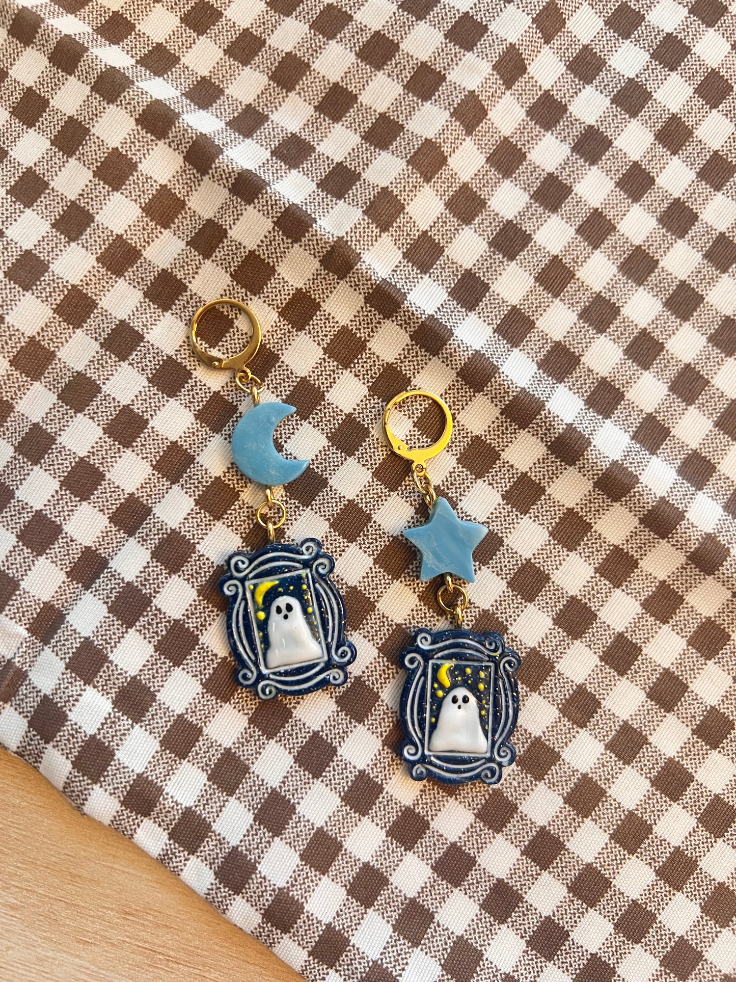 ghost frame halloween handmade dangle earrings