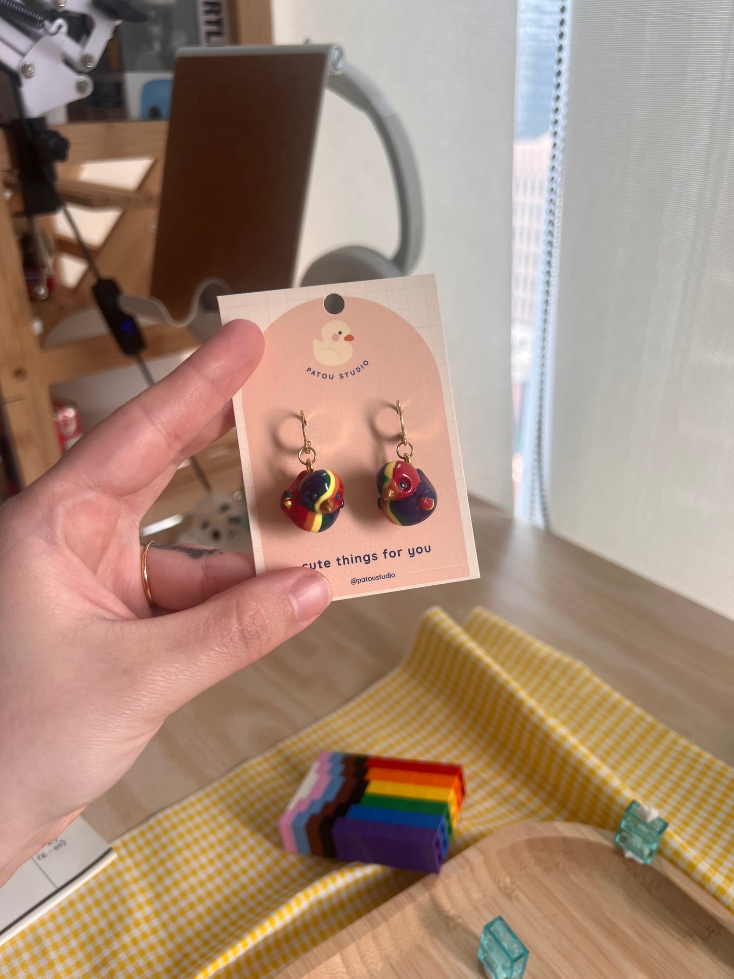 patou rainbow pride dangle earrings