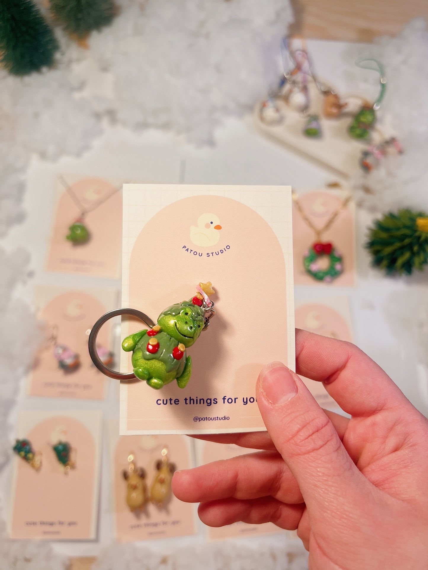 christmas miniature keychain | frog tree or frog coat