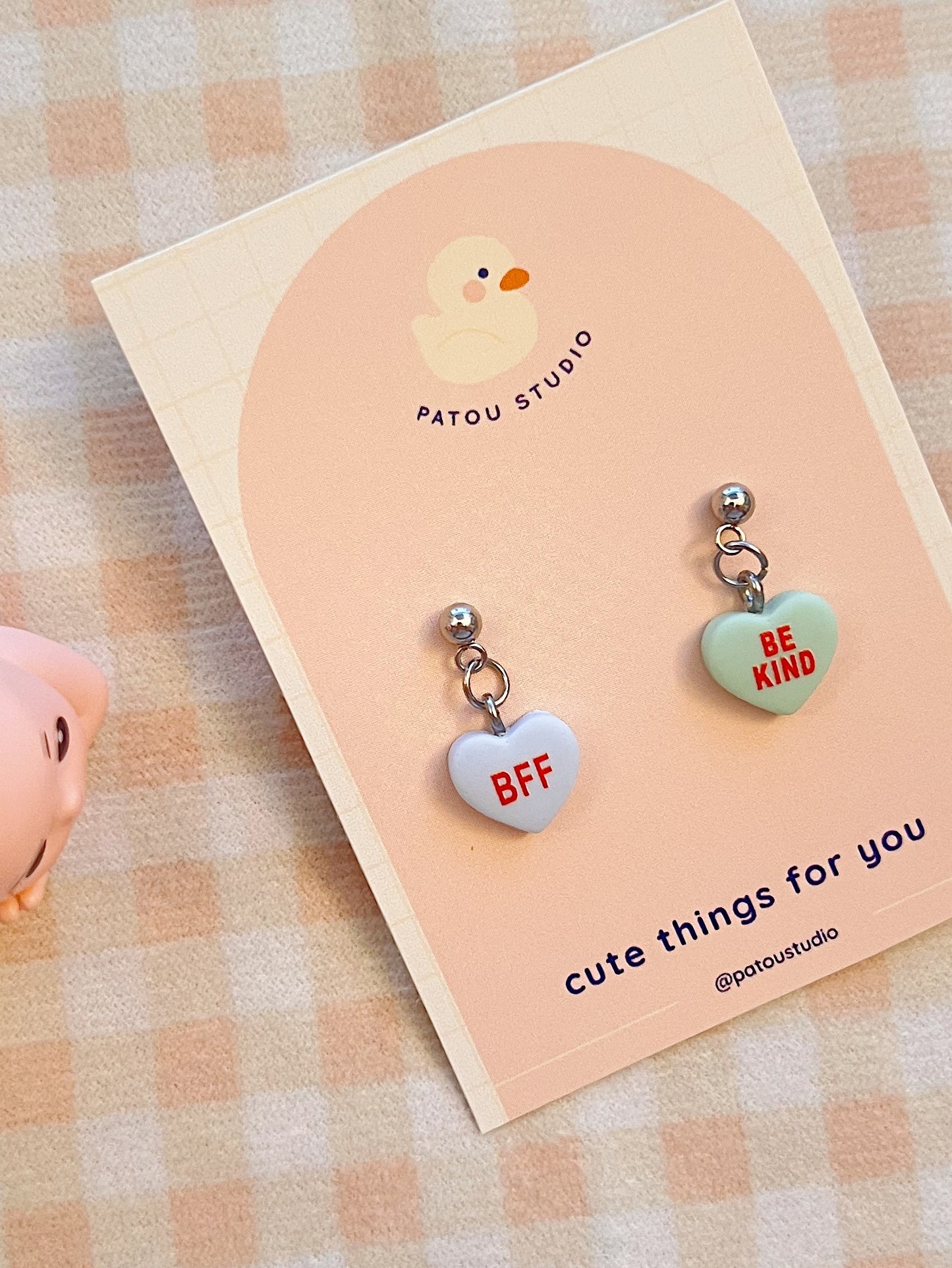 conversation hearts *random quotes and colors* ~ dangle earrings