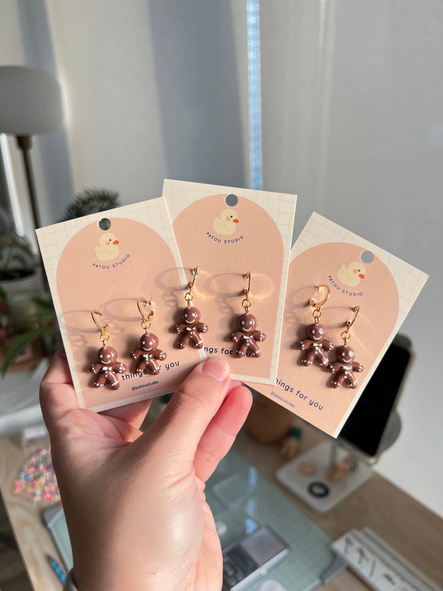 gingerbread miniature dangle earrings