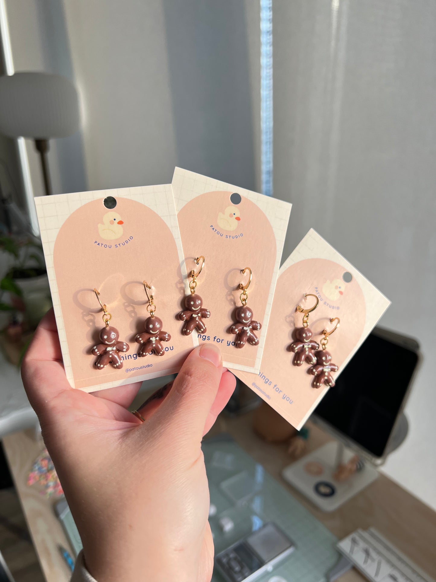 gingerbread miniature dangle earrings