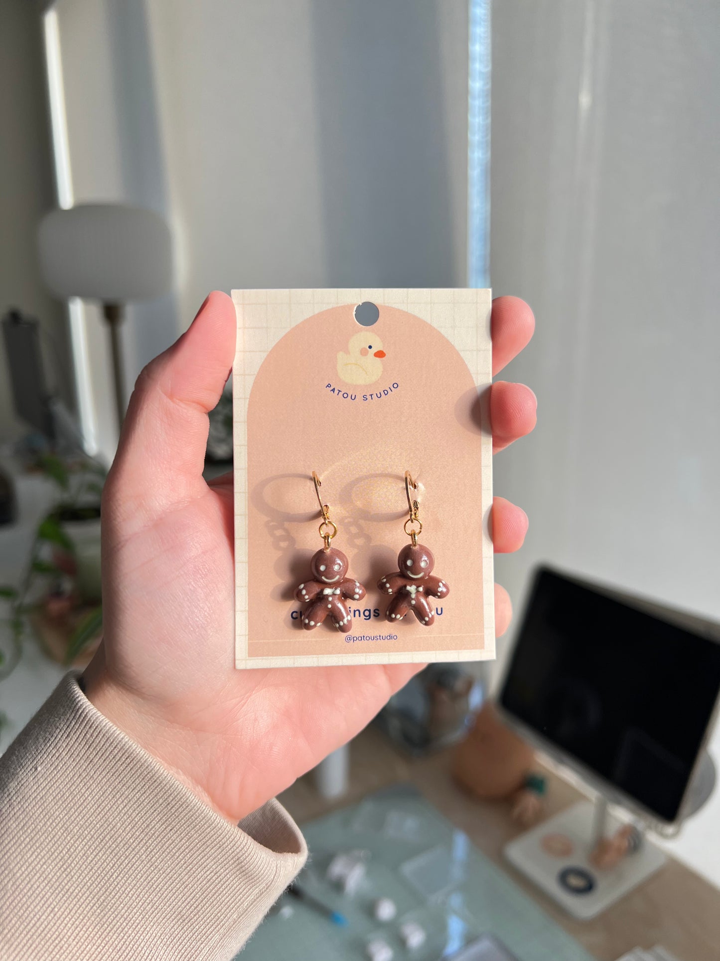 gingerbread miniature dangle earrings