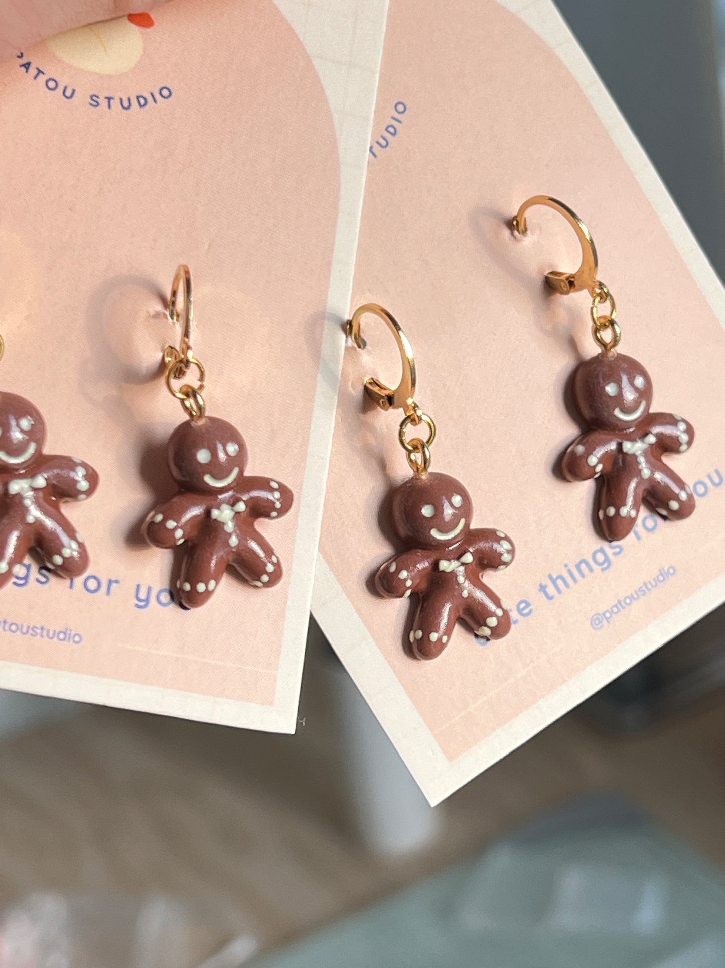 gingerbread miniature dangle earrings