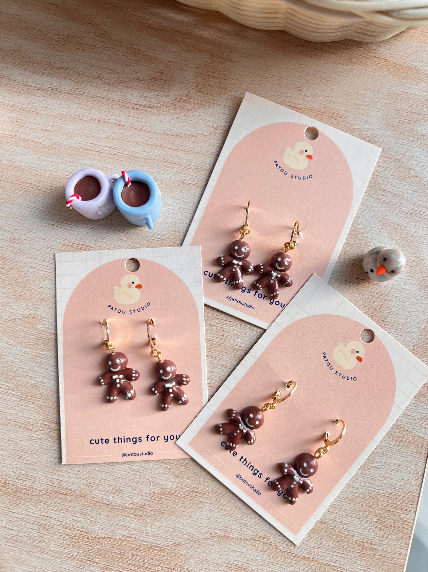 gingerbread miniature dangle earrings