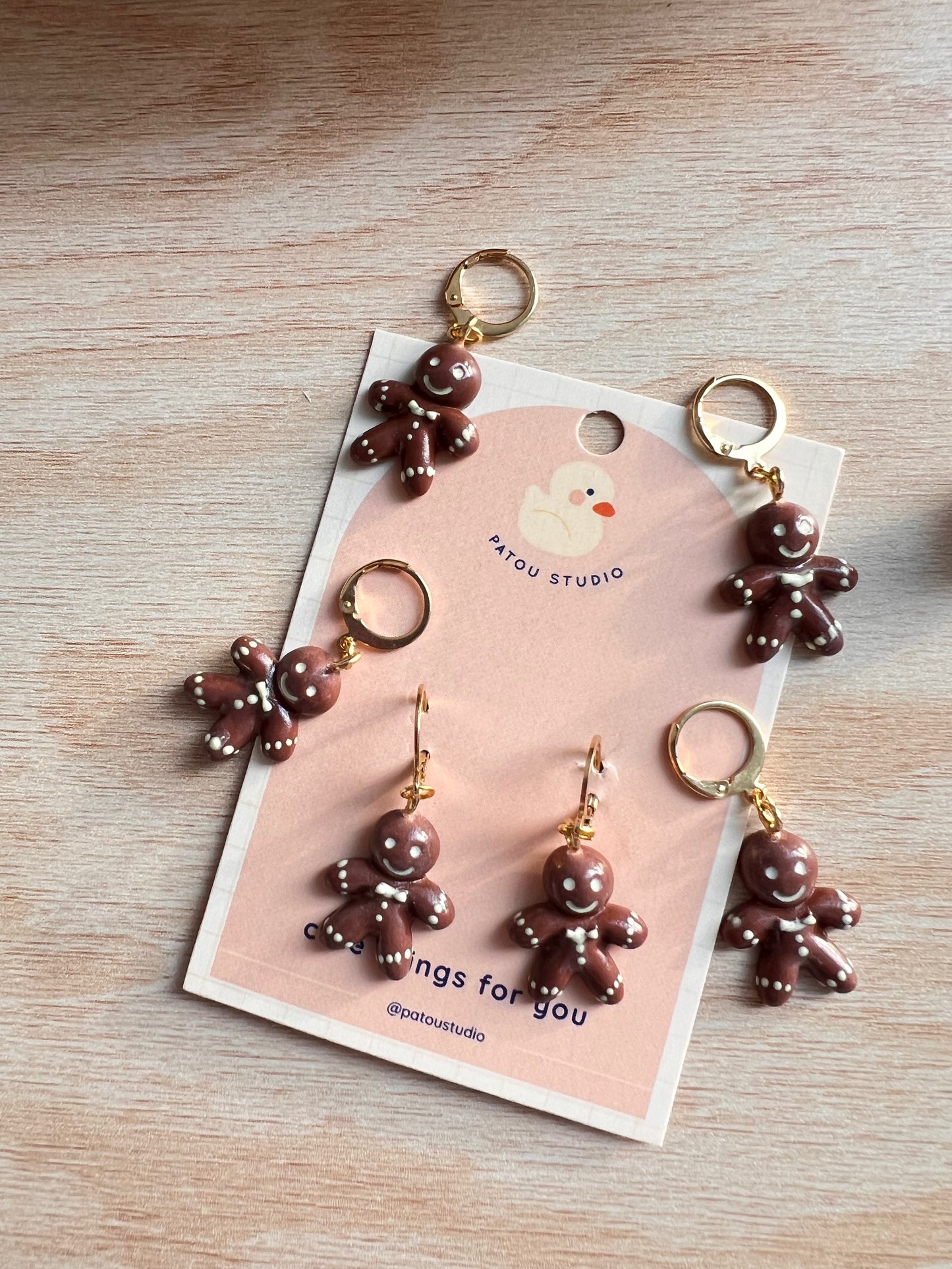 gingerbread miniature dangle earrings