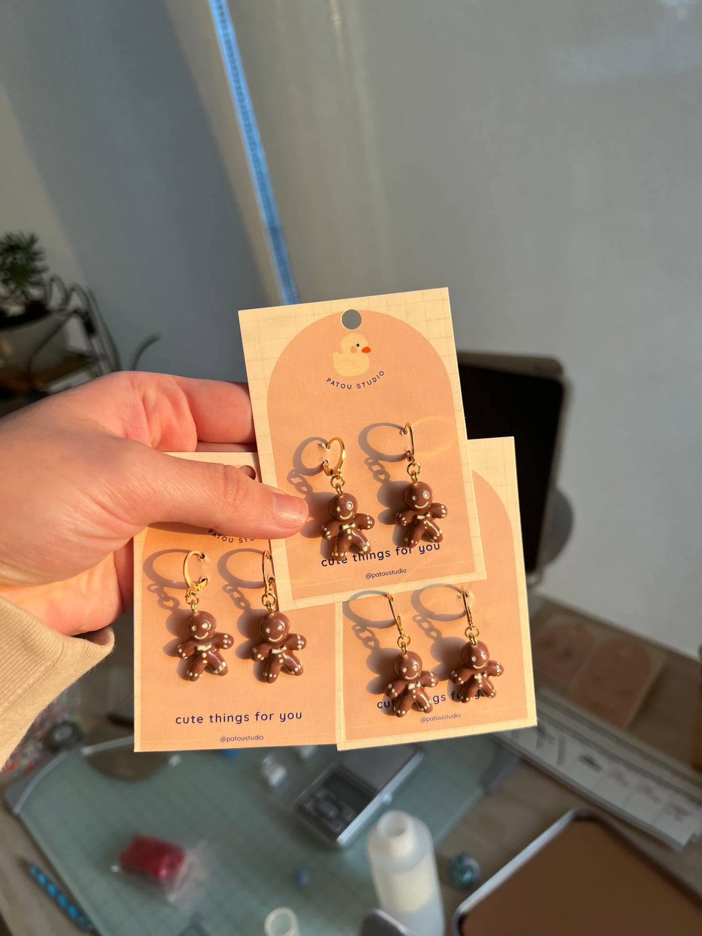 gingerbread miniature dangle earrings
