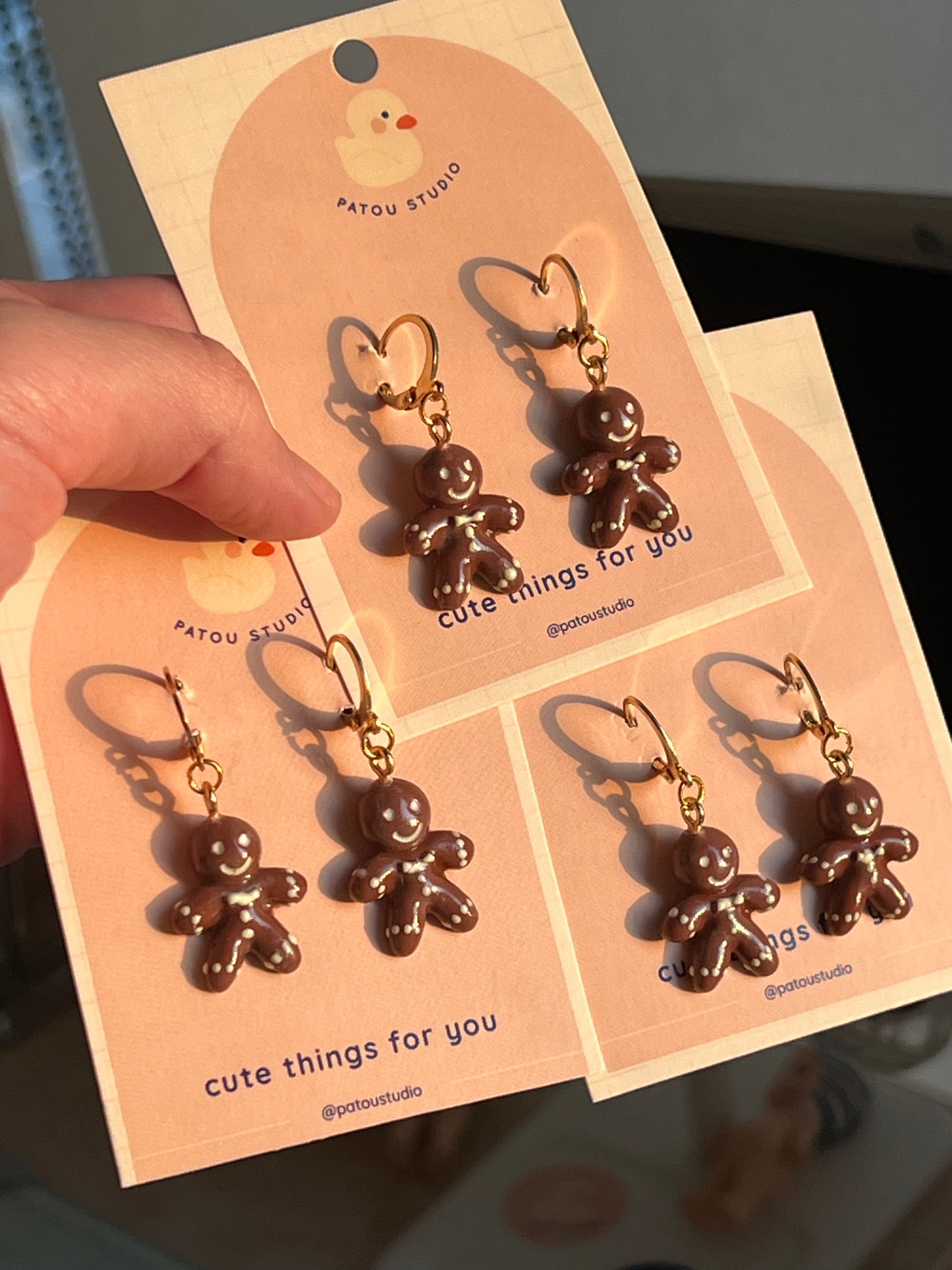 gingerbread miniature dangle earrings