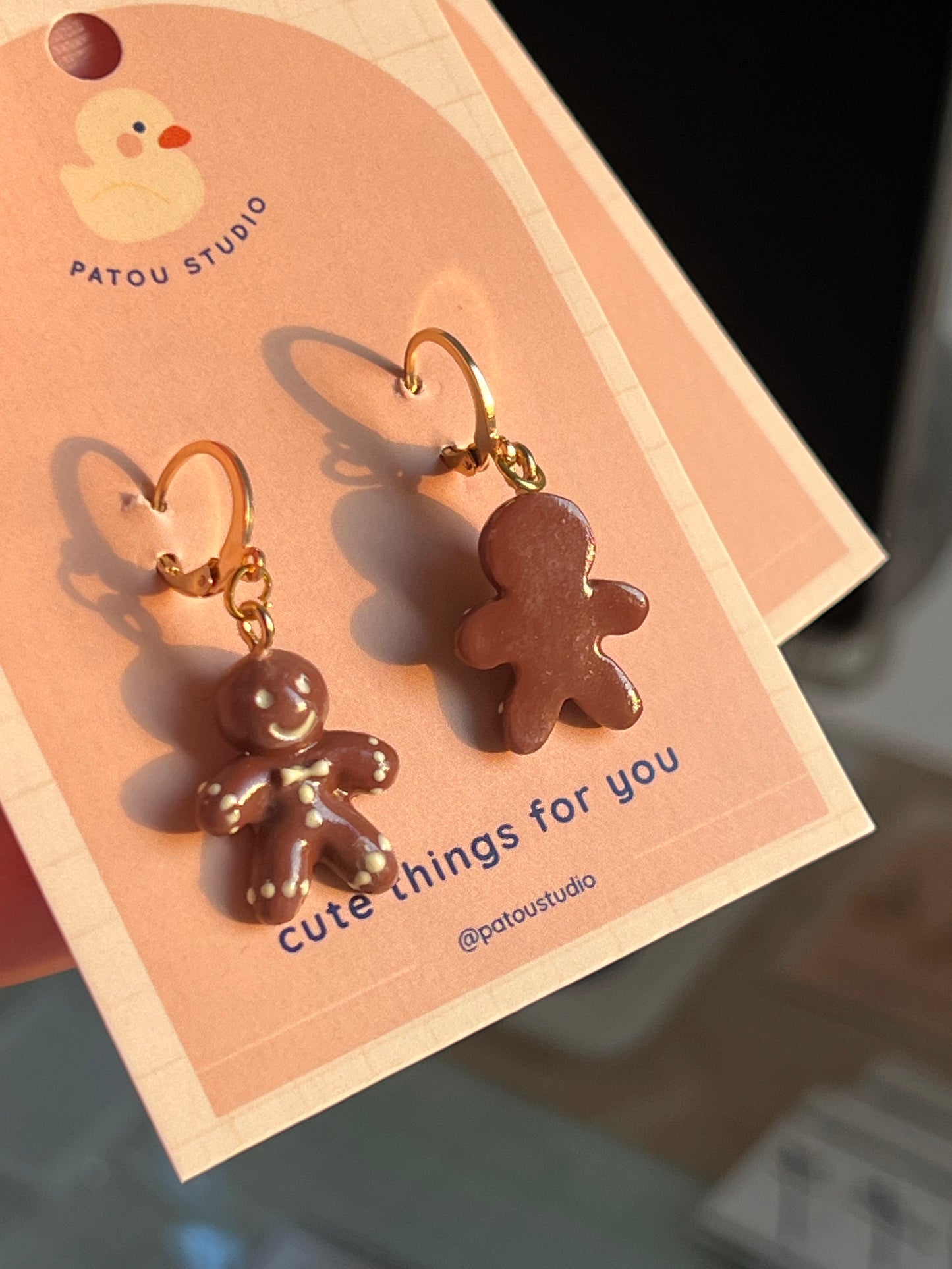 gingerbread miniature dangle earrings