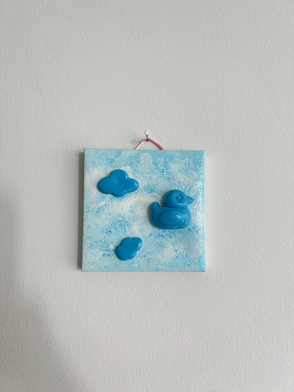 patou duck blue clouds miniature painting
