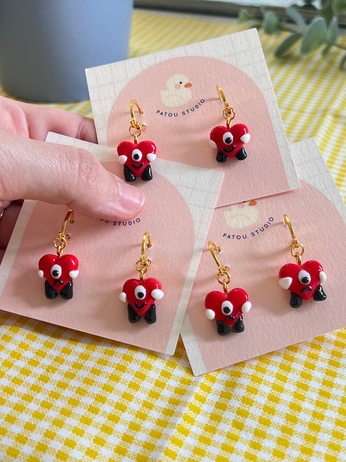 bad bunny hearts dangle earrings